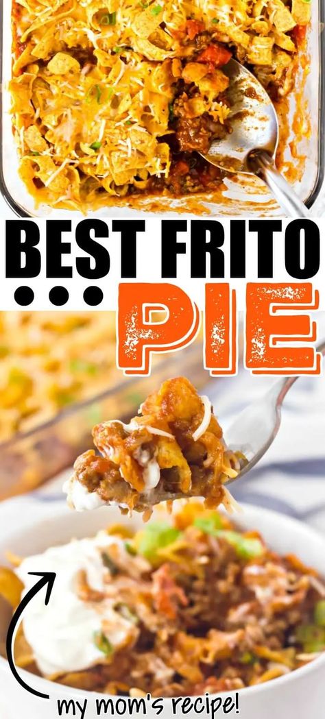 Frito Pie Recipe Casseroles, Frito Pie Chili Recipe, Fritos Pie, Tuesday Meals, Frito Pie Recipe, Taco Dishes, Ground Beef Taco, Burrito Casserole, Frito Pie