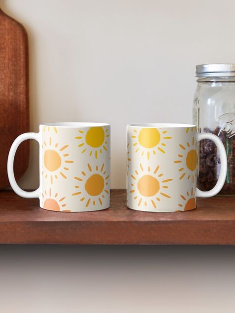 Coffee Mugs Painting, Painted Mug Ideas Simple, Simple Mug Designs Painted, Sunshine Pottery Painting, Cute Simple Pottery Designs, Mug Pattern Design, Patterns For Pottery Painting, Painted Mug Inspiration, Ceramic Painting Easy Ideas