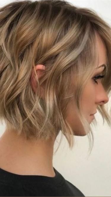 Hairstyles For Thinner Hair Wedding, Angled Bob For Round Face, Hair Longer In Front Shorter In Back Long Bobs, Shaggy Bobs Haircuts, Angled Bob No Layers, Shaggy Bob Haircuts For Women, Textured Angled Bob Medium, Choppy Lob Haircut Thick Hair, Slight Angled Bob With Layers