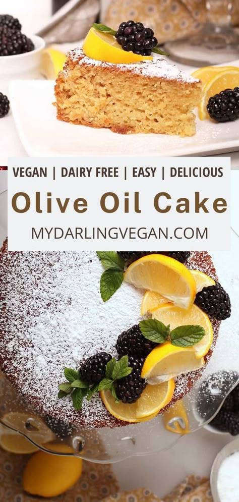 Tart Vegan, Olive Oil Cake Recipe, Healthy Vegan Dessert, Vegan Lemon Cake, Lemon Olive Oil Cake, Powdered Sugar Glaze, Cheesecake Vegan, Coconut Dessert, Lemon Dessert