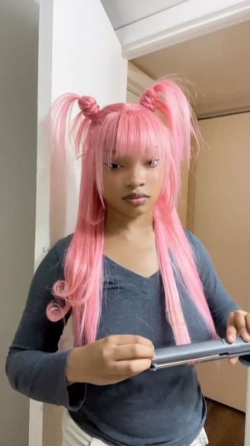 Pink Hair Bangs, Drill Gang, Cupid Oc, Front Bangs Hairstyles, Pink Wig With Bangs, Nba Wife, Nyc Drill, Parent Dr, New York Girl