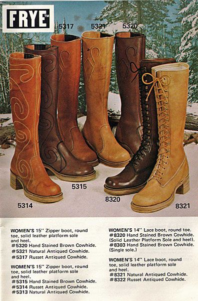 1970s Boots Women, 70s Womens Boots, Vintage Frye Boots Outfit, 70s Style Boots, Frye Melissa Boots Outfit, Vintage Frye Boots, 70s Shoes Women, Frye Campus Boots Outfit, Frye Boots Outfit