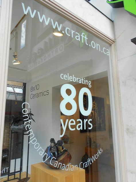 The Guild Shop -  80th Anniversary series: 8x10 Ceramics Store Anniversary Ideas Retail, Art On Windows, Anniversary Plans, Jewelry Store Design, 80th Anniversary, The Guild, Window Ideas, 5th Anniversary, Anniversary Ideas