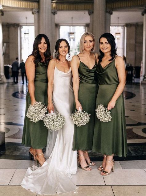 Black Groom Suit, Olive Green Bridesmaid, Bridesmaid Dresses Black, Olive Green Wedding, Olive Bridesmaid Dresses, Black Groom, Olive Green Bridesmaid Dresses, Olive Green Weddings, Olive Wedding