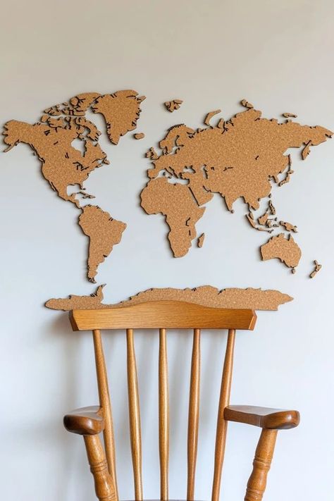 "Track your adventures in style with a DIY Cork Board World Map! 🌍📍 This project is great for creating a personalized and functional piece of wall art. 🌟✨ #TravelArt #CorkBoardIdeas #DIYHomeDecor" Map Cork Board, Rum Inspiration, Diy Cork Board, Diy Cork, Cork Board, Creative Projects, Travel Art, In Style, World Map