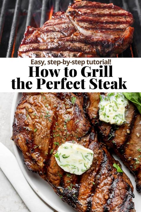 Steak On Gas Grill, Grilled Steak Dinner, Recipes Grill, Wooden Skillet, Grilling The Perfect Steak, Grilled Steaks, Ribeye Steak Recipes, The Perfect Steak, Cooking The Perfect Steak