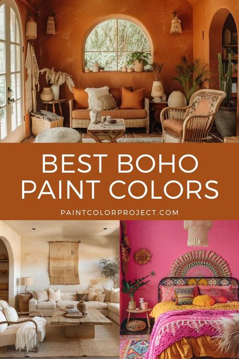 best boho paint colors Best Boho Paint Colors, Boho Wall Color Ideas, Bohemian Bedroom Colors, Modern Living Room Paint, Boho Paint Colors, Bohemian Chic Living Room, Boho Color Scheme, Bohemian Color Palette, Victorian Style Decor