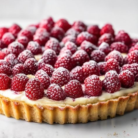 Raspberry Tart with Vanilla Pastry Cream Recipe - Instacart Raspberry Cream Tart, Rasberry Tart Recipes, Raspberry Custard Tart, Vanilla Pastry Cream Recipe, Fruit Custard Tart, Raspberry Tart Recipe, Easy Tart Recipes, Vanilla Pastry Cream, Pastry Cream Recipe