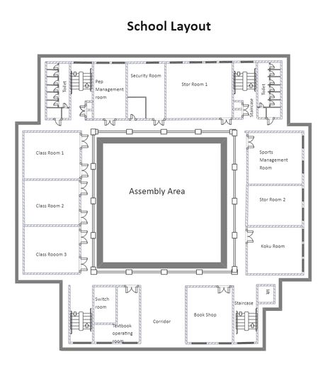 Modern school layouts can range from modest private schools with a single main building to sprawling public schools with hundreds of students. However, all great modern school layouts should share similar safe structural designs, non-toxic and eco-friendly materials, and features that promote a more comfortable, stimulating environment. Many schools with deep historical roots can improve their institution by designing modern, sustainable additions while preserving their older school buildings. A School Plans Architecture Design, School Plans Layout, Plan Of School Architecture, Building A School, School Building Design Ideas, School Building Plans Architecture, Schools Architectural Design, Boarding School Layout Plan, Private School Layout