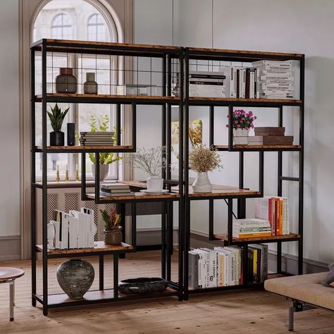 Tattoo Modern, Geometric Bookcase, Open Display Shelf, Industrial Bookcases, Furniture Flips, Open Bookcase, Etagere Bookcase, Wayfair Furniture, Shelf Bookcase