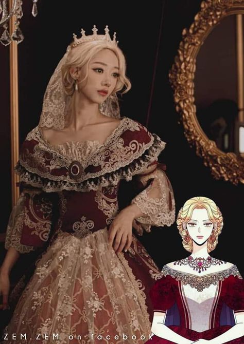 Manwha Gowns, Baroque Dress Aesthetic, Navier Remarried Empress Dress, The Remarried Empress Dress, Navier Dress, Manhwa Princess Dress, Manhwa Gowns, Navier Remarried Empress, Empress Outfit