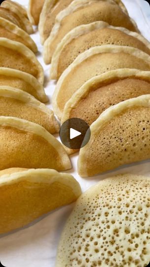 1.1M views · 37K reactions | This is a very smart way to make a stuffed pancake. It’s so traditional in many cultures in the Middle East. You can get creative stuffing with sweet or savory creations. 
For the batter, you’ll need:
2 cups of all purpose flour 
1/2 cup semolina 
2 tbsp sugar 
1/2 tsp of baking powder 
1/4 tsp baking soda 
1 tsp instant yeast 
3 cups of water 
Preparation:
Mix all the ingredients in the blender, add the baking soda last and blend. There is no need to rest the batter. You can preheat the a non stick pan to medium temperature and start pouring the batter one after the other. Don’t add any oil to the pan. Please check out the full detailed video on my YouTube channel Dainty Bite, recipe in my profile. Comment recipe if you like the link☝🏻☝🏻☝🏻
.
.
#qatayef #ata Stuffed Pancakes, Middle East Food, Pancake Pan, Meat Free Recipes, Breakfast Bites, Eating Eggs, All Purpose Flour, Pancakes And Waffles, Middle Eastern Recipes