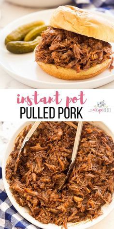 This Instant Pot Pulled Pork is made with SIX ingredients and is full of flavor! With garlic, brown sugar, apple juice and seasoned well, it is the perfect mix of sweet and savory, plus fall apart tender! #instantpot #pressurecooker #pork #pulledpork | instant pot recipes | instant pot meals | pressure cooker pulled pork | easy dinner ideas Sweet Pulled Pork Instant Pot, Pulled Pork Instant Pot Recipe Easy, Instantpot Pulled Pork Easy, Pull Pork Instant Pot, Pulled Pork Instapot Recipes, Pressure Cooked Pulled Pork, Savory Instant Pot Recipes, Instant Pot Recipes Pulled Pork, Instapot Pulled Pork Recipes Easy