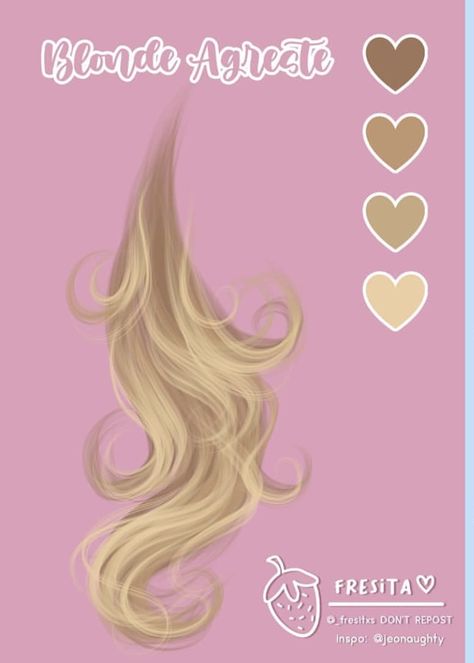 Blonde Pallete Color, Coloring Blonde Hair Drawing, Blonde Hair Shading Drawing, Blonde Color Palette Drawing, Blonde Hair Color Drawing, Blonde Hair Pallete, White Hair Pallete, Blonde Hair Color Pallete, Hair Color Pallets Digital Art