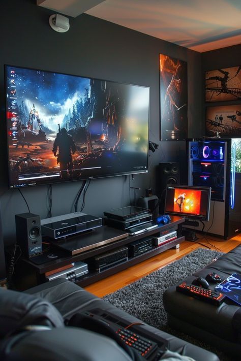 #gameroom #gamingcave #gamedesign #gamerlife #gamingsetup #homedecor #interiordesign #gamingideas #gamerroom #manCave Chic Tv Wall, Disappointed In People, Bachelor Room, Games Room Inspiration, Tv Wall Decor Ideas, Small Game Rooms, Cozy Gamer, Mens Bedroom Decor, Wordpress Development