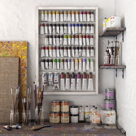 Art Studio Inspiration, Art Studio Storage, Studio At Home, Cool Office Space, Art Studio Space, Art Supplies Storage, Art Studio Organization, Art Studio Room, Art Studio Design