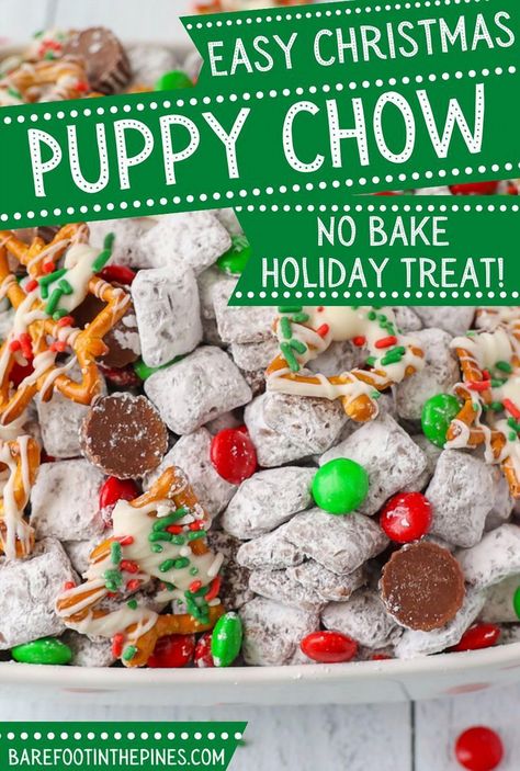 Muddie Buddies Recipe Christmas, Muddy Mix Puppy Chow Recipes, Chex Holiday Muddy Buddy, Homemade Muddy Buddies Puppy Chow, Puppy Chow Gift Packaging, Christmas Muddy Buddy Mix Holidays, Chex Holiday Muddy Mix Recipe, Puppy Chow Christmas Recipe, Holiday Chex Muddy Buddies