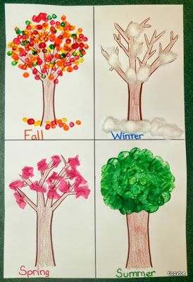 Seasonal Trees - Tippytoe Crafts Four Seasons Art, Seasons Preschool, Crafts By Season, Tree Study, Seasons Activities, Weather Seasons, Kindergarten Crafts, Kindergarten Art, Seasons Art