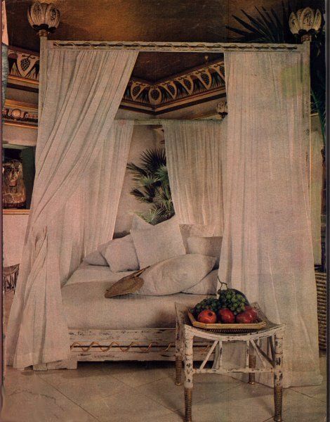 An Ancient Egyptian inspired boudoir that I found in a magazine during the late 70's. I honestly cannot remember which one. This was during the time of the Tour of Tutankhamen. It was modeled after the bedroom suite of Queen Hetepheres, mother of the Pharaoh Cheops from the Old Kingdom. Egyptian Room, Egyptian Bedroom, Egyptian Home Decor, Egyptian Decor, Old Kingdom, Egyptian Inspired, Party Setup, Dreamy Bedrooms, Cheap Decor