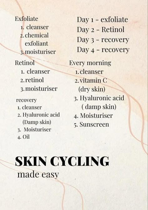 Skin Cycling, Skin Facts, Skin Advice, Skin Aesthetics, Skin Care Routine Order, Basic Skin Care, Basic Skin Care Routine, Perfect Skin Care Routine, Healthy Skin Tips