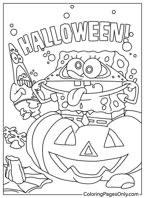 Halloween Spongebob Coloring Page Spongebob Halloween Coloring Pages, Halloween Pictures To Color, Halloween Spongebob, Spongebob Coloring Pages, Spooky Coloring Pages, Spongebob Halloween, Halloween Coloring Pictures, Coloring Pages Halloween, Cartoon Tattoo Ideas