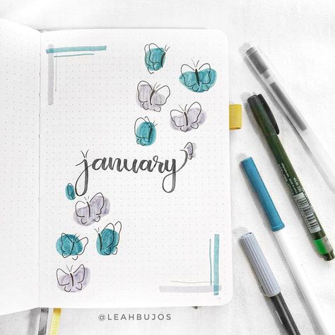 Jan Bullet Journal, January Bullet Journal Spread, Bullet Journal Month Cover, January Themes, January Theme, Artist Hue, Bullet Journal Spread Ideas, Beginner Scrapbooking, Bullet Journal Work