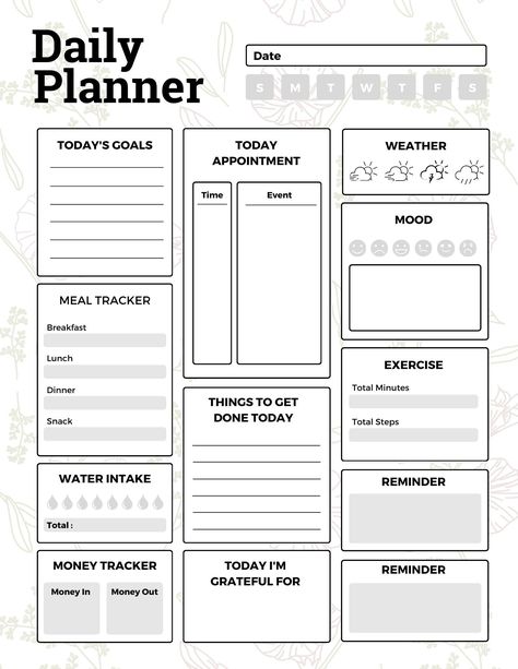 Daily Planner Template, Instant Download, Organizer and Daily Scheduler, Productivity, To Do List, Minimalist Style, Success Gift mentalhealthplanner #simpledigitalplanner #digitalplannerfreebie #digitalstickers. Everyday To Do List Template, Day Planning Ideas, Productivity Planner Template, Diy Planner Pages, To Do List Minimalist, Day Planner Ideas, Planer Organisation, Daily Planner Ideas, Daily Planner Journal