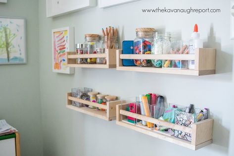 Montessori Home - Art Area Remodel Kids Craft Area, Kids Art Area, Kids Art Corner, Kids Art Station, Kids Art Space, Art Montessori, Desk Organizing, Montessori Home, Montessori Art