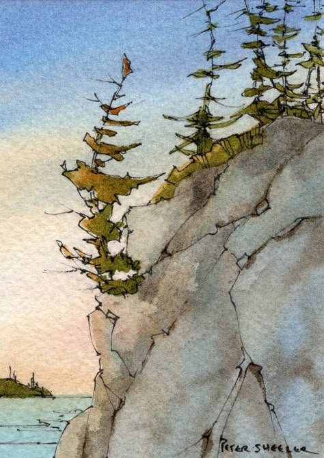 Tenacity | 2.5 x 3.5 mini watercolor | Peter Sheeler | Flickr Peter Sheeler, Mini Watercolor, Watercolor Scenery, Ink And Wash, Line And Wash, Watercolor Art Landscape, House Country, Pen And Wash, Urban Sketch