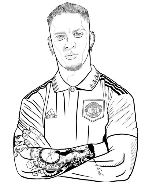 Football Players Coloring Pages, Manchester United Drawing, Messi Drawing, Antony Matheus, Men Coloring Pages, Football Player Drawing, Octopus Coloring Page, Soccer Drawing, Ocean Coloring Pages