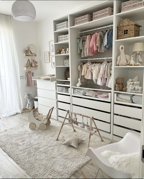 Baby Room Closet, Baby Room Storage, Baby Nursery Closet, Nursery Closet Organization, Cozy Baby Room, Baby Room Organization, Baby Room Neutral, Baby Room Themes, Baby Boy Room Decor