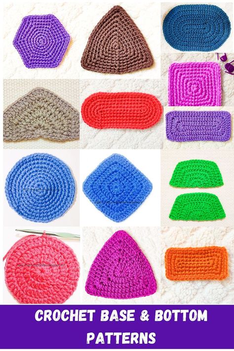 Basic Crochet Base Patterns are always very useful in making variety of Crochet Patterns. Be it of any shape …Crochet Hexagon , Rectangle, Oval, Round, Square. You can make umpteen number of crochet projects with these simple Base patterns right from Crochet Bags, purses, cushion covers, pillows, scarf, rugs, placemats, blankets and many more as you wish. Crochet Shapes Flat Patterns, Crochet Basic Shapes Patterns, Crochet Different Shapes, Crochet Basic Shapes, Useful Crochet Projects For Men, Crochet Bag Base Pattern, Crochet Circle Pattern Tutorials, Crochet Cube Pattern, Crochet Shapes Pattern