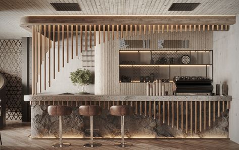 Restaurant Interior Design Modern, Luxury Cafe, Hotel Lobby Design, Modern Cafe, Revit Architecture, Interior Fit Out, Luxury Restaurant, Counter Design, Autodesk Revit