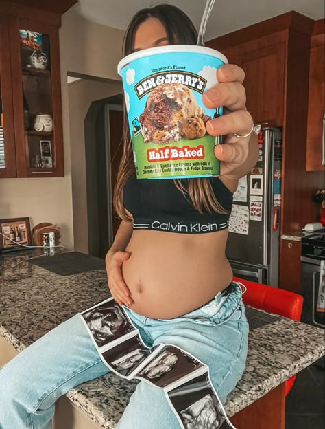 Maternity Shoot 20 Weeks, Half Baked 20 Weeks Pregnant, Half Bloomed Pregnancy, 20 Weeks Maternity Pictures, Maternity Food Photoshoot, Half Baked Baby Announcement, Half Baked Maternity Photo Ideas, Halfway Maternity Pictures, 20 Week Photo Shoot