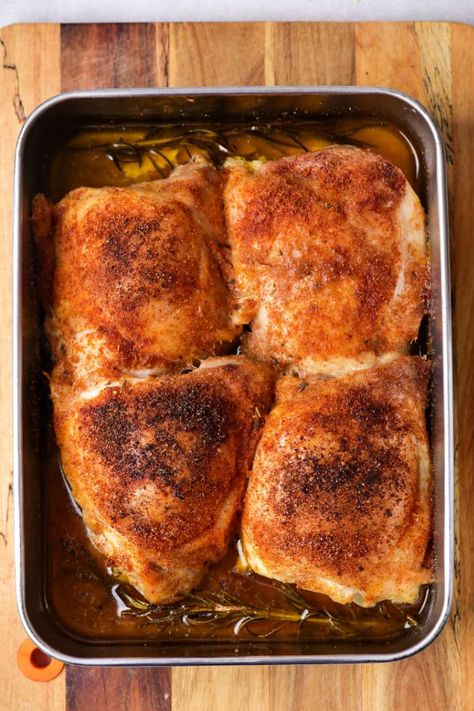 Bake Frozen Chicken In Oven, Frozen Chicken Baked In Oven, Frozen Chicken Thighs Crockpot, Frozen Chicken Thigh Recipes, Chicken Thigh With Skin Recipe, Oven Bbq Chicken Thighs, Boneless Chicken Thighs Crockpot, Chicken Thigh Teriyaki, Baking Frozen Chicken