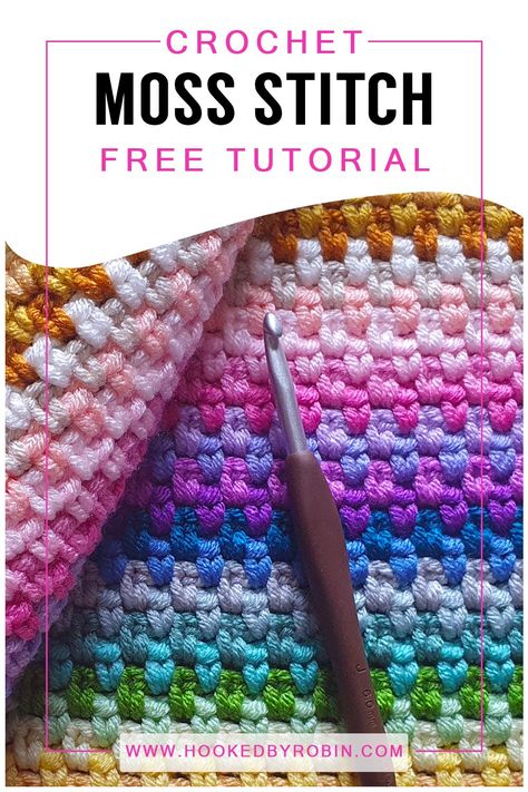 Crochet Moss Stitch [Free Video Tutorial & Written Pattern!] Milestone Stitch Crochet, Crochet Blanket Patterns Zig Zag, Free Crochet Moss Stitch Blanket Patterns, Pooling Yarn Crochet Patterns, Moss Stitch Afghan Free Pattern, Crochet Box Stitch Free Pattern, Fun Easy Crochet Stitches, Mosaic Moss Stitch Crochet, Moss Stitch Afghan