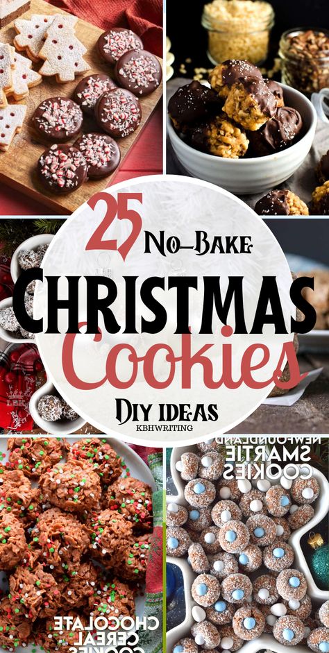 Enjoy the season with these no-bake Christmas cookies. From easy-to-make classics to creative variations, explore a variety of recipes that require no oven time. Whip up delightful treats without the hassle, and savor the festive flavors of Christmas with these no-bake cookie recipes. #NoBakeChristmasCookies #NoBakeChristmasCookiesIdeas Cracked Cookie Recipes, Christmas Cookie Bake Off Ideas, Best And Easy Christmas Cookies, No Bake Christmas Treats Holiday Gifts, Non Bake Christmas Cookies, Easy Bake Christmas Treats, Christmas Bakesale Ideas Easy, Xmas Cookie Box Ideas, Freezable Christmas Baking Recipes