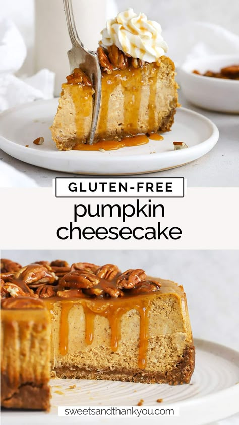 Spooky Desserts Gluten Free, Thanksgiving Recipes Dessert Gluten Free, Gluten Free Pumpkin Pie Cheesecake, Gluten Free Pumpkin Pie With Premade Crust, Fall Recipes Dessert Gluten Free, Gf Pumpkin Bars Gluten Free, Gluten Free Pumpkin Cheesecake Recipe, Gluten Free Autumn Desserts, Fall Dessert Gluten Free