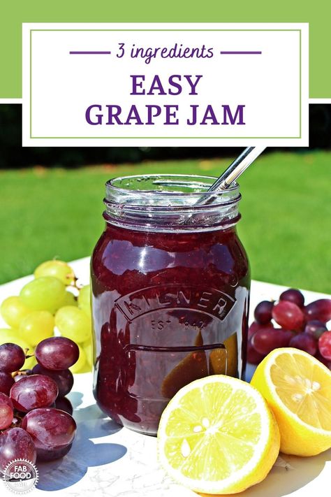 Grape Jelly Recipe Homemade No Pectin, Easy Grape Jam, Recipes For Grapes With Seeds, Grape Butter Recipe, Druiwe Konfyt, Grape Jelly Without Pectin, Cooking With Grapes, What To Make With Grapes, Grape Jelly Recipe No Pectin