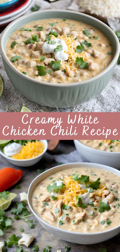 Creamy White Chicken Chili is a comforting, flavorful dish perfect for cozy dinners, family gatherings, or when you're craving something hearty and wholesome. This dish is a delightful twist on traditional chili, replacing the usual tomatoes and red beans with tender chicken, creamy white beans, and a rich blend of spices that deliver a satisfying balance of heat and creaminess. Let’s dive into everything you need to know to create this culinary masterpiece. The Chunky Chef White Chicken Chili, Bush’s White Bean Chicken Chili, White Bean Chili With Chicken, Southern Living White Chicken Chili Recipe, Creamy White Chicken Chili With Rotisserie Chicken, Creamy Ground Chicken Chili, Mediterranean White Bean Chicken Chili, Taco White Chicken Chili, Pork White Bean Chili