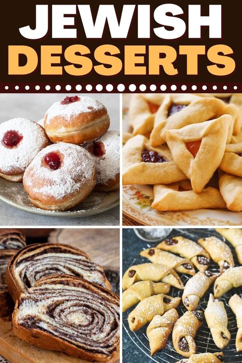 These Jewish desserts are tasty, traditional, and easy to make! From babka to rugelach to apple cake, everyone will love these authentic treats. My Jewish Learning Recipes, Jewish Cooking Comfort Foods, Hannukah Recipes Desserts, Jewish Cake Recipes, Kosher Cookie Recipes, Jewish Foods Recipes, Traditional Jewish Meals, Jewish Shabbat Recipes, Jewish Baking Recipes