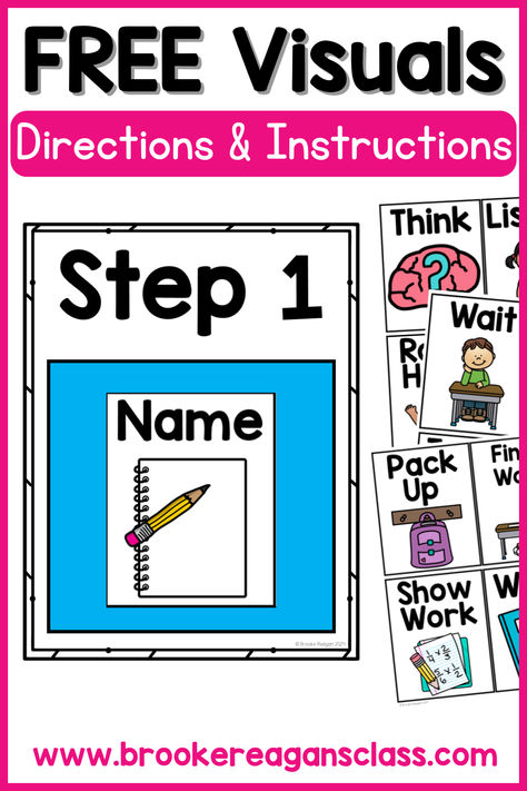 Free visuals for classroom directions, supplies needed and steps to take for assignments in the classroom. Free classroom behavior management tool for teachers. Easy to use and helpful for classroom routine. Behavior Expectations, Behavior Tracking, Routines And Procedures, Conscious Discipline, Classroom Expectations, Classroom Routines, Data Tracking, Classroom Behavior Management, Non Verbal