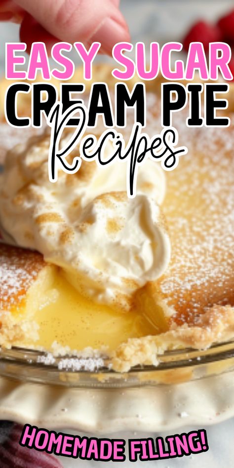 Easy Sugar Cream Pie Sugar Cream Pie Indiana, Sweet Cream Pie, Sugar Cream Pie Recipe, Keto Pie, Sugar Cream Pie, Cream Pie Filling, Sugar Pie, Pies Maker, Cream Pie Recipes