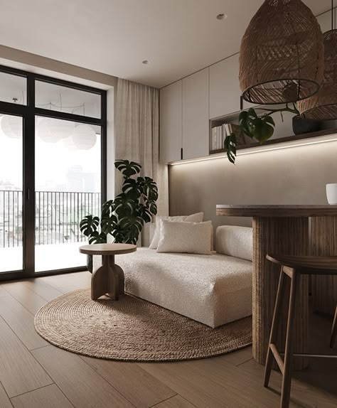 Microhouse Interior Design, 25 Sqm Condo Interior Design, 1 Bedroom Condo Interior Design, Apartemen Studio, Cozy Modern Living Room, Condo Interior Design, Small Apartment Interior, Condo Interior, Small Apartment Design