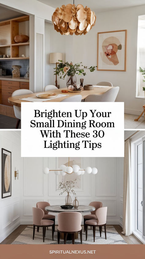 Find the best lighting ideas for your small dining room! From statement fixtures to layered lighting setups, discover how to make your dining area look spacious and welcoming. The right lighting can completely transform your interior design. Get inspired today! #LightingDesign #SmallHomeDecor #DiningRoomInspo Two Pendant Lights Over Dining Table, Open Space Lighting Ideas, Dining Room Light Over Round Table, Small Dining Lighting Ideas, Statement Light Fixture Dining Room, Mcm Chandelier Dining Room, Mcm Dining Room Lighting, Dining Room Lighting Over Round Table, Boho Dining Room Light Fixtures