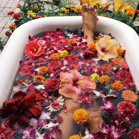 Would you take a bath full of flowers? Imagine how wonderful that is for the spirit. So uplifting and reenergizing. Makes me want to dive into the picture! Photo source found via tumblr. Edited by @sacraluna photo owner on IG: @ocean_dreamerr Bath Goals, Bath Aesthetic, Interior Boho, Spiritual Bath, Dream Bath, Flower Bath, Best Bath, Relaxing Bath, Black Mamba