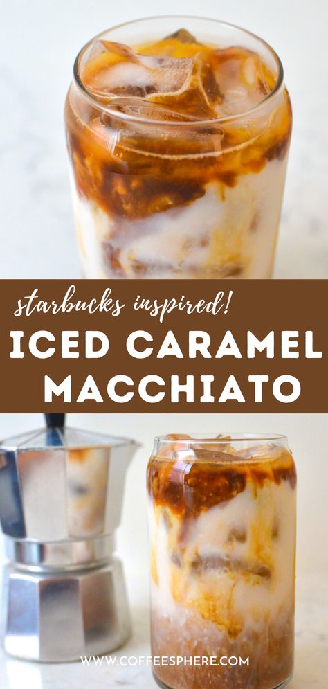 Starbucks Caramel Macchiato At Home, Starbucks Recipes Caramel Macchiato, Cold Brew Caramel Macchiato, Iced Caramel Machiatto, At Home Iced Caramel Macchiato, Copycat Caramel Macchiato, Caramel Macchiato At Home, Caramel Machiatto Starbuck, Homemade Macchiato