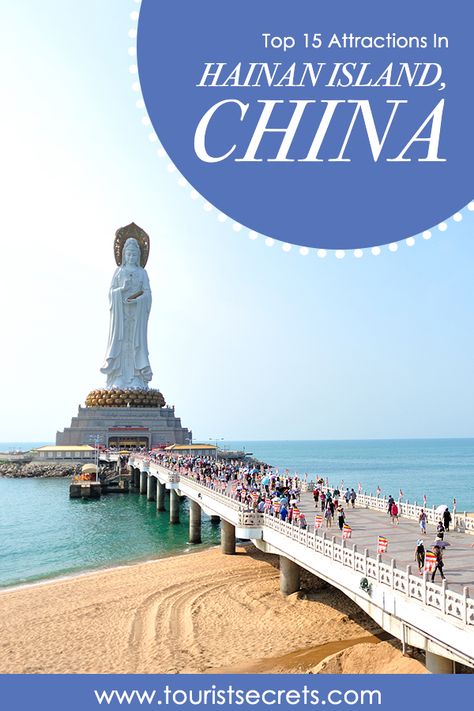 Hainan Island is sometimes referred to as China’s Hawaii with good reason, for it is lined with beautiful beaches, clear water and coral reefs. The island is a beautiful little paradise with two main cities, Sanya and Haikou.   #Asia #China #Hainan #Island #TouristSecrets #Travel #Traveller #Destination #TouristSpot #TravelTips Sanya China Beach, Hainan Island China, Haikou China, Hainan China, Sanya China, Travelling Quotes, Hainan Island, China Travel Guide, Kuan Yin