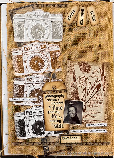 Layers of ink - A Moment in Time Journal Page with Darkroom Door Camera Eclectic Stamp Art Assessment, Education Worksheets, Door Camera, Time Journal, Darkroom Door Stamps, Darkroom Door, Art Rooms, Textiles Sketchbook, Blooms Taxonomy