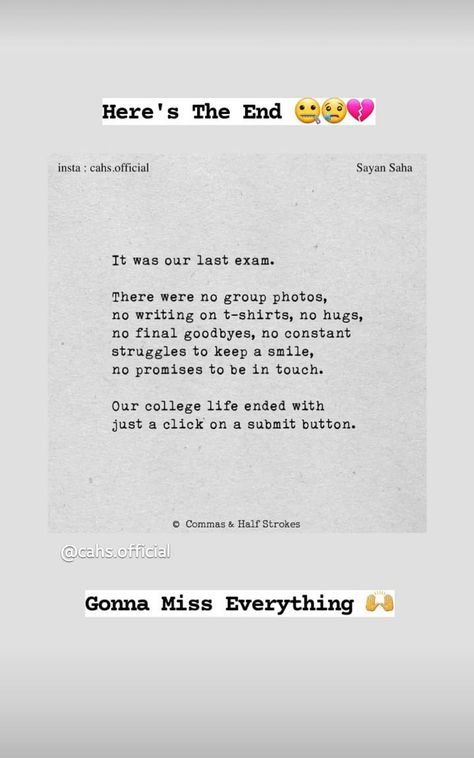 College Life Ends Quotes, Quotes About Last Day Of College, End Of Graduation Quotes, Clg Life Ending Quotes, College Life Ending Captions, Final Year Quotes College Feelings, College Days Captions, College Life Ending Quotes, Farewell Caption College